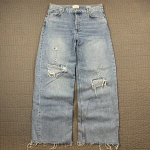 Rails Jeans Women 30 (33x30) The Getty High Rise Wide Leg Button Fly Distressed
